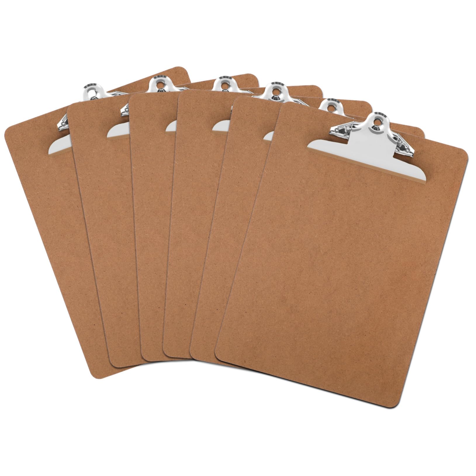 6 Stück Klemmbretter A4 aus Mdf Braun mit Starker Klemmung