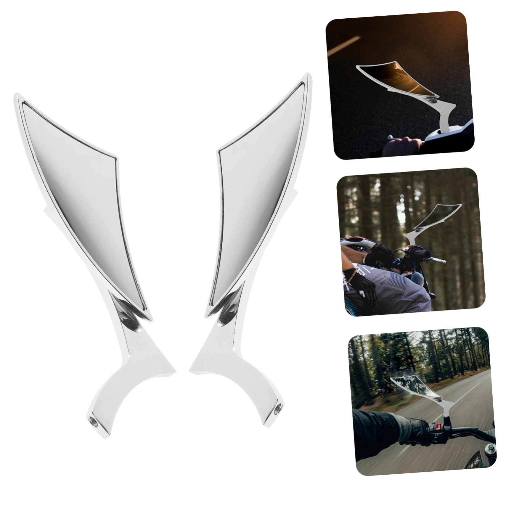 Specchietti Retrovisori Moto Modificati 2 Pezzi Argento