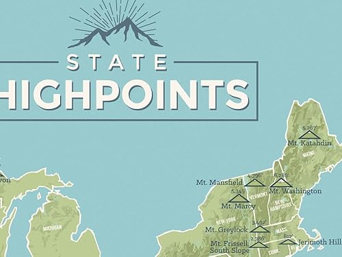 Miniatura 8 de Estado alta puntos Póster Mapa 18x 24