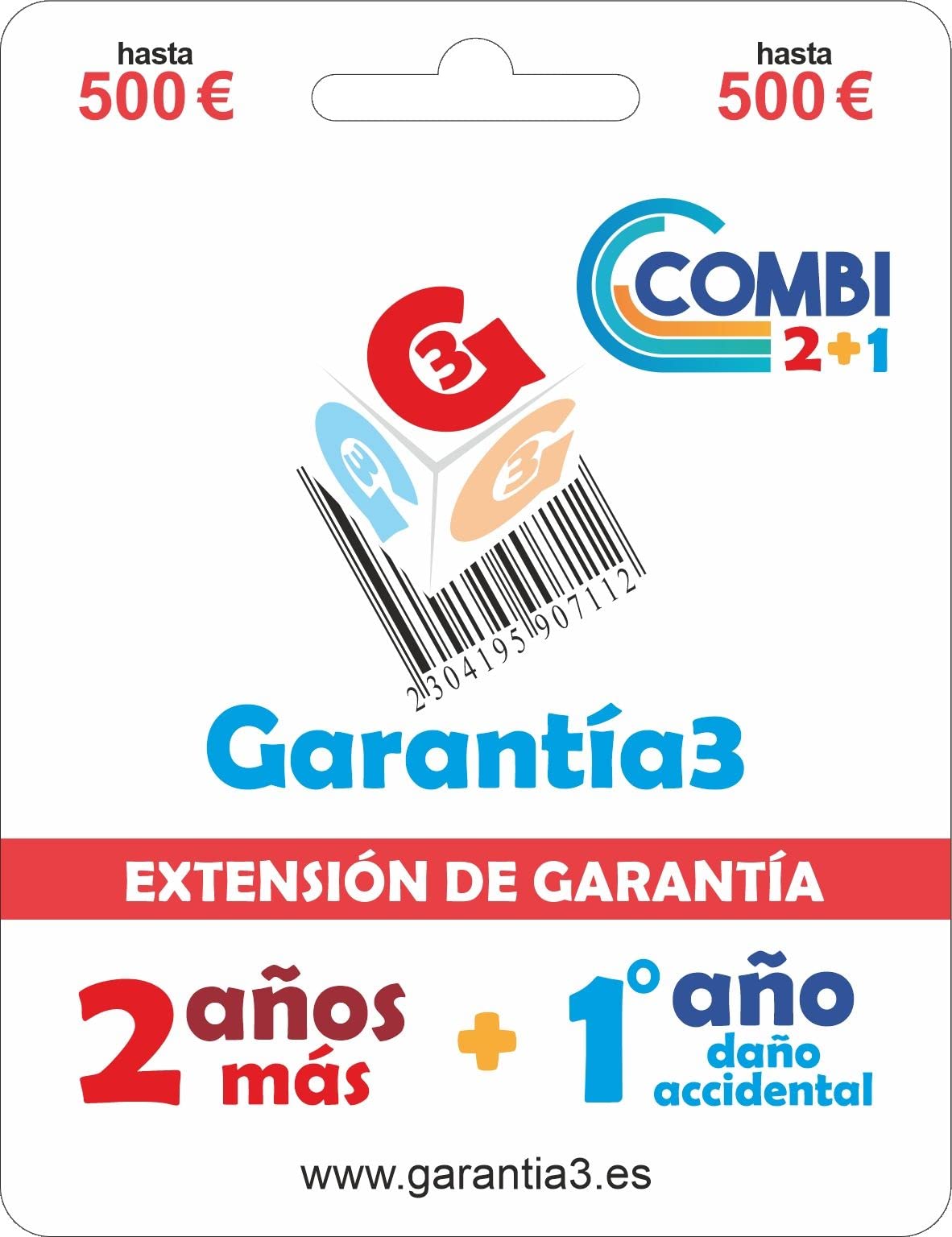 GARANTÍA3 Combi hasta 500 Euros - 2 AÑOS EXTENSIÓN DE GARANTÍA + 1 AÑO DAÑO Accidental