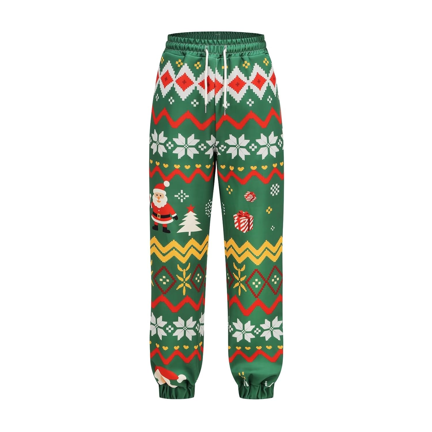 Colorful House Chirstmas Print Sweatpants Women Chirstmas Pants with Pockets Elastic Waist