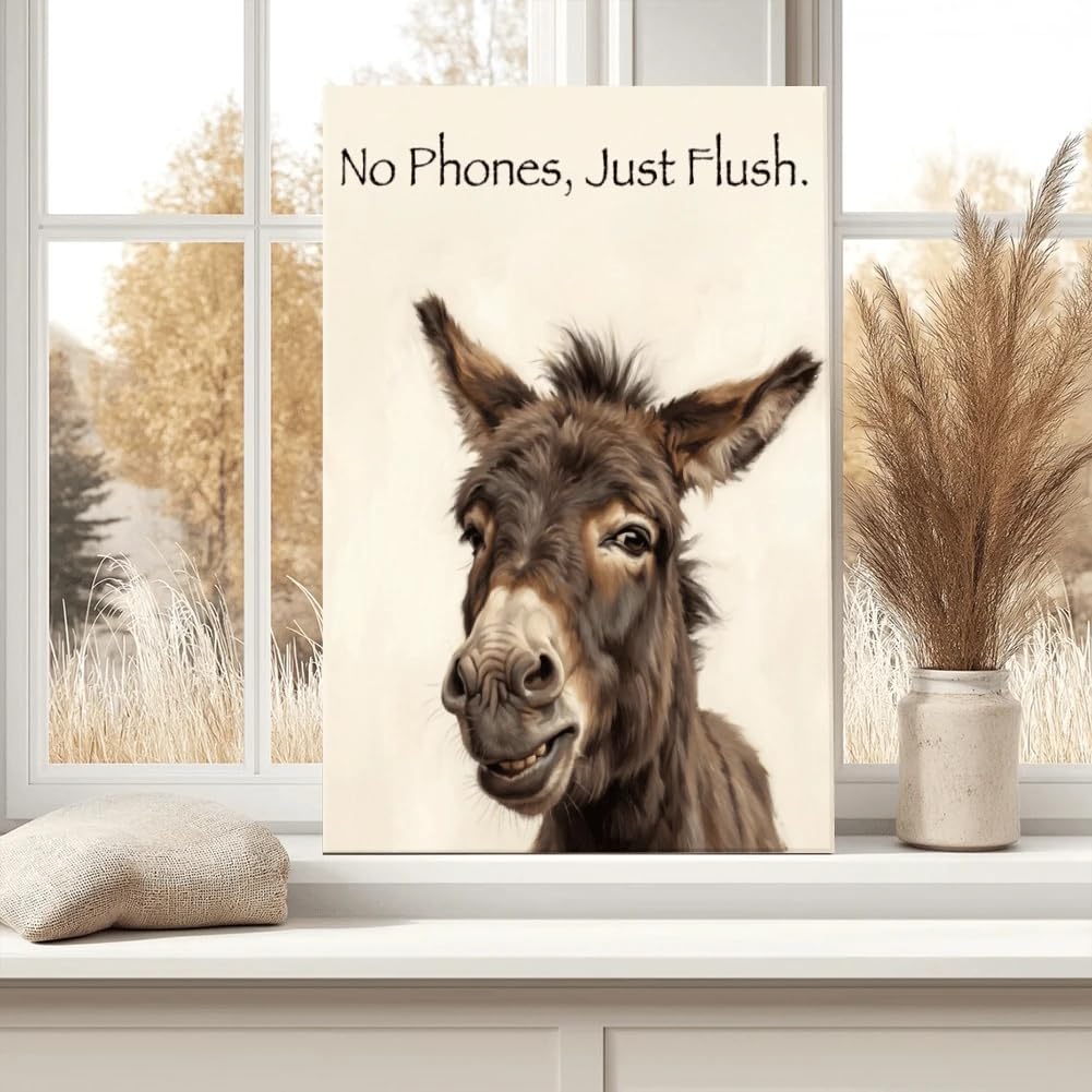 lianyibo 1 sztuka Donkey z uśmiechem tekst na płótnie ścienny-grafika plakat ścienny dekoracja salonu sypialni dekoracja domu (60 x 90 cm/bez ramki)