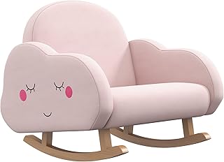 Qaba Kids Rocking Chair, Cloud Shaped Children Rocker Armchair for Nursery Playroom Preschool, with Solid Wood Legs, Anti-Tipping Design, for 1.5-5 Years, Pink