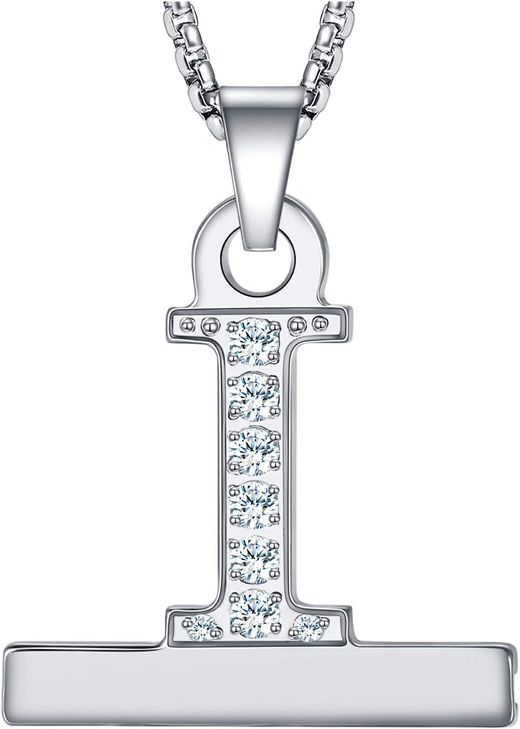 Callancity 2in1 Zircon Alphabet Letter A-Z Necklace Pendant Watch Connector Adapter Stainless Steel Box Chain Compatible for Apple Watch Series 8/7/6/5/4/3 42mm 44mm 45mm 49mm