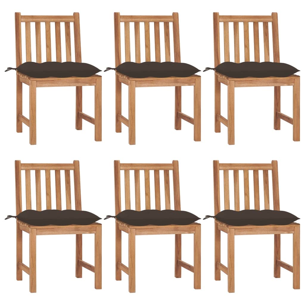 Sedie da giardino in legno di teak, 6 pezzi, con cuscino, in legno massello