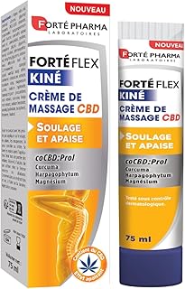 Forté Pharma - Forté Flex Kiné Crème CBD - Crème de massage articulations et muscles - Sensation de chaleur apaisante - Curcuma, Magnésium, Huile de Chanvre, Beurre de Karité - 75ml, 2 à 3 fois/jour