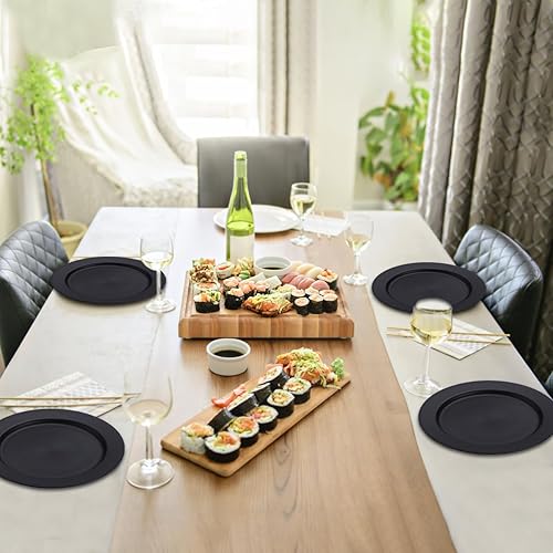 Miniatura 6 de Berglander Juego de 8 platos de plástico negro de 10 pulgadas, platos planos reutilizables, platos de ensalada, cuencos para pasta, juego de platos