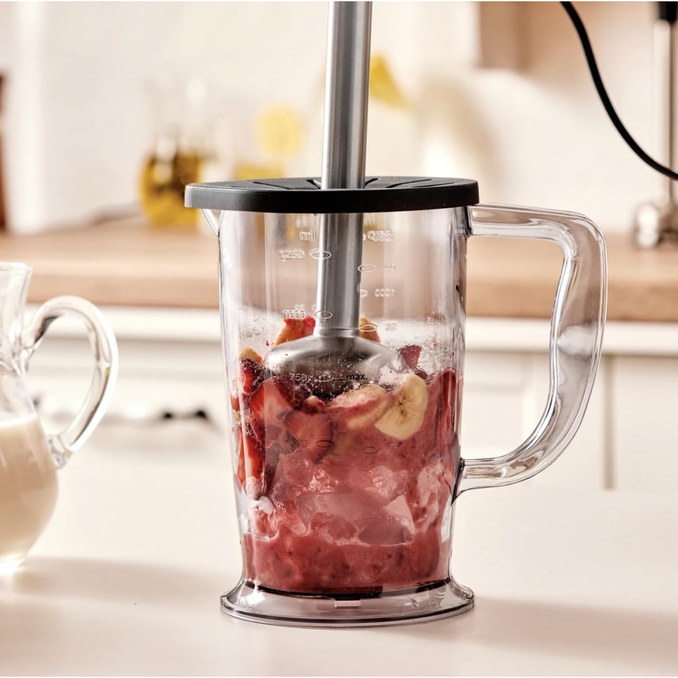 Karaca Mastermaid robot kuchenny ze szkła stalowego, długi mikser, 2500 W, Galaxy Grey