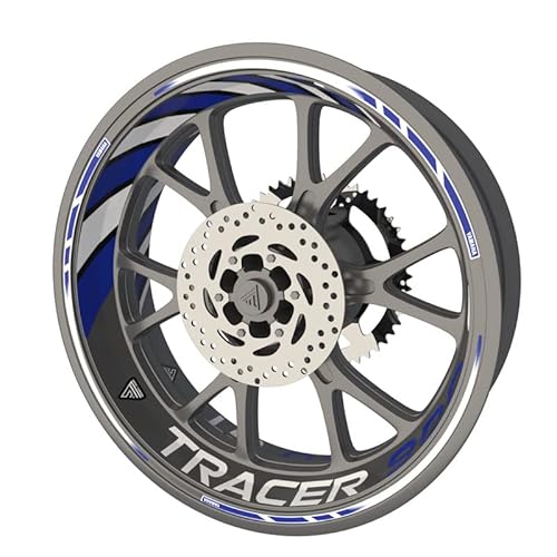 Felgenrandaufkleber für Yamaha Tracer 900 GT Premium Qualität (Aufkleber für 2 Felgen) (blau)