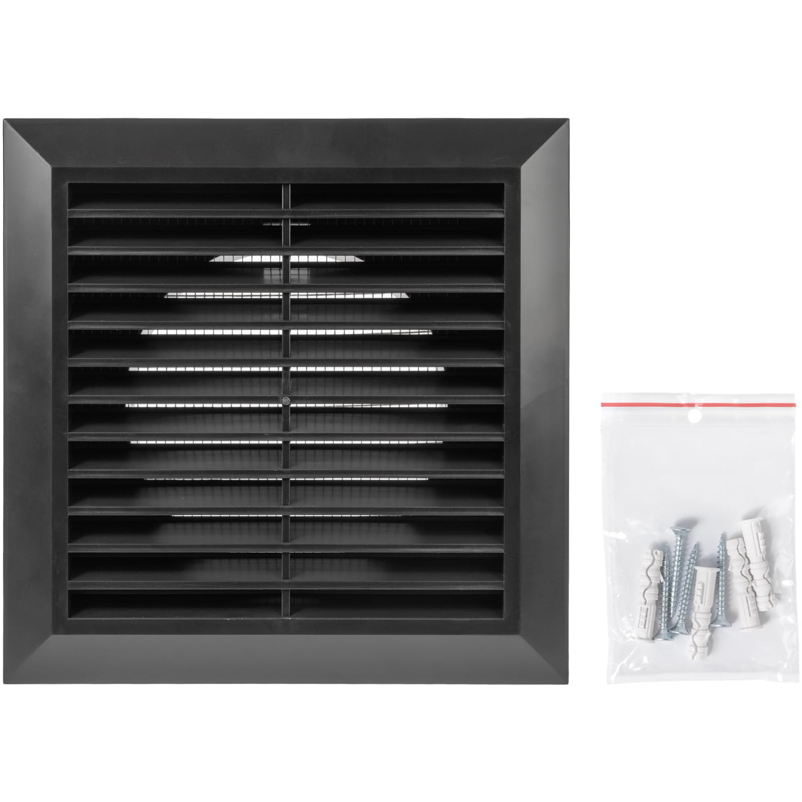 Vent Systems 4" Inch Black Air Vent Cover, Durable Plastic Exterior Louvered Grille with Built-in Insect Mesh Screen - Image 2
