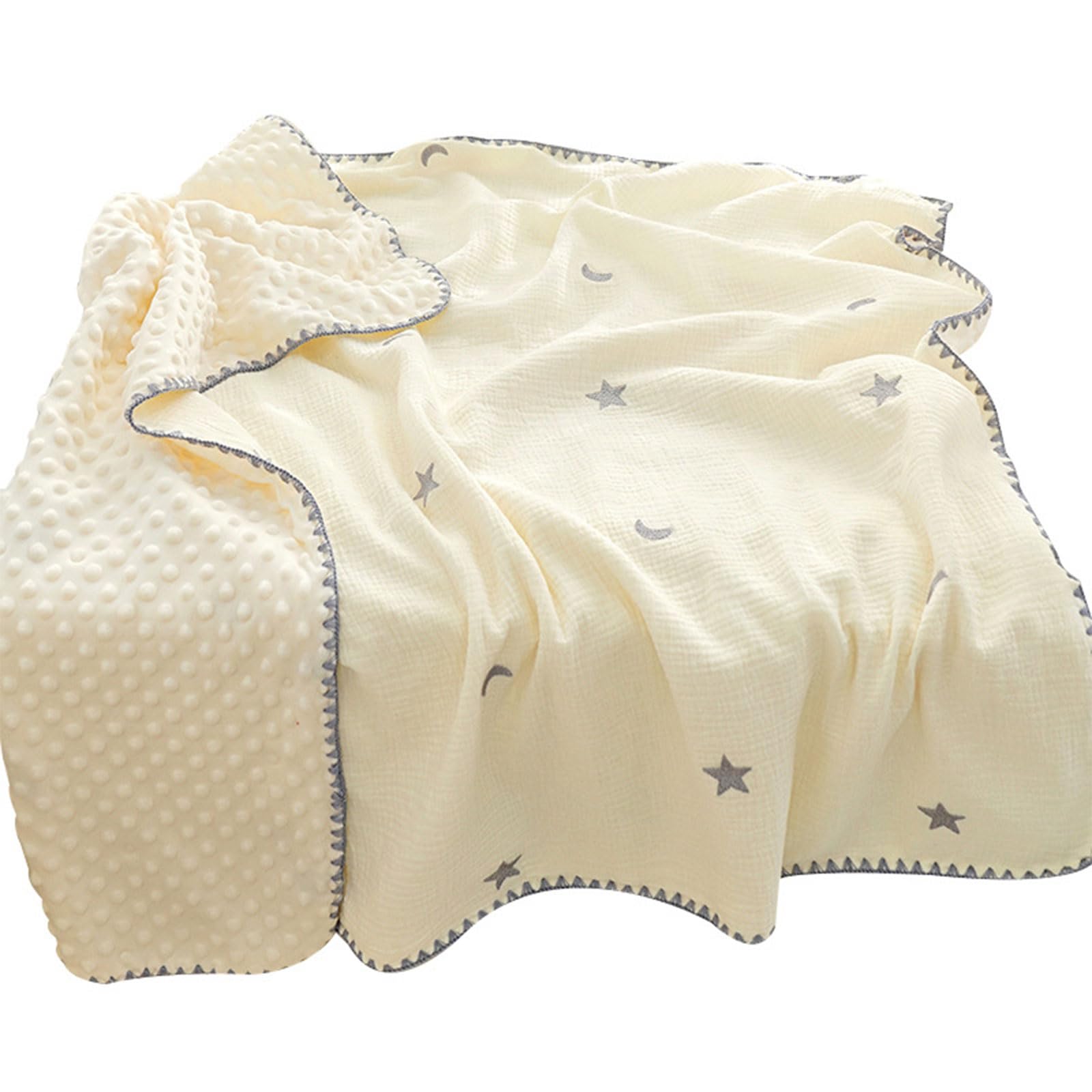 Coperta per neonati, 100 x 115 cm, con retro a pois, coperta traspirante per allattamento, per bambini e bambine, morbida e traspirante