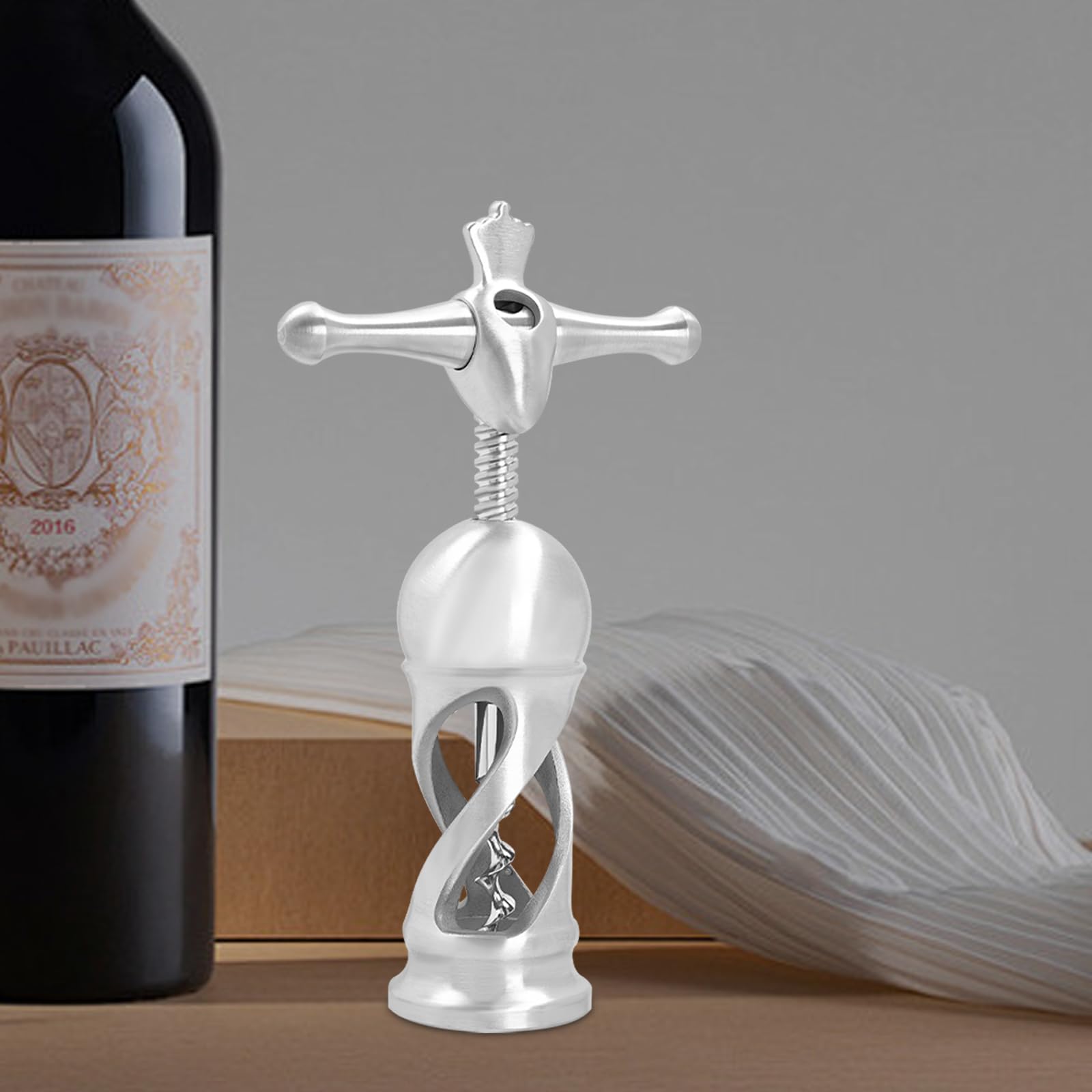 Stainless Steel Corkscrew, Wine Bottle Opener, 0.73 Pounds, Twist-Off Opening, Suitable for Opening Red Wine, Vintage Wine and Other Bottles with Corks