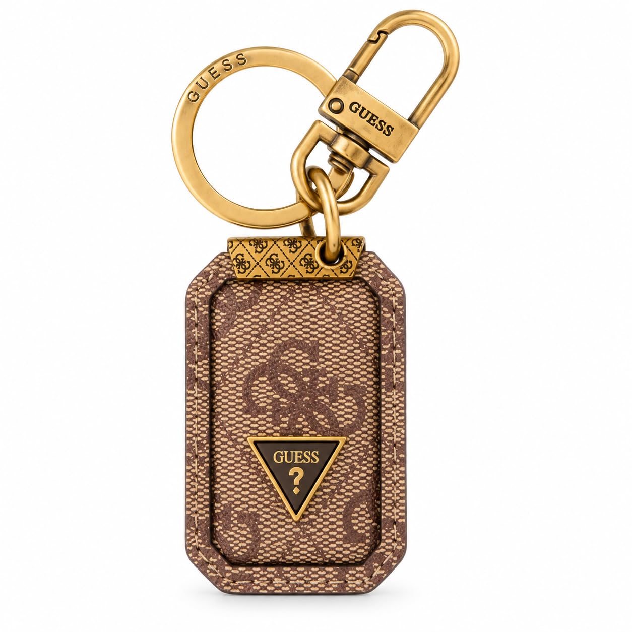Guess Herren Beige/Braun Plate Keyring Verschiedene Schlüsselanhänger (1Er Pack)