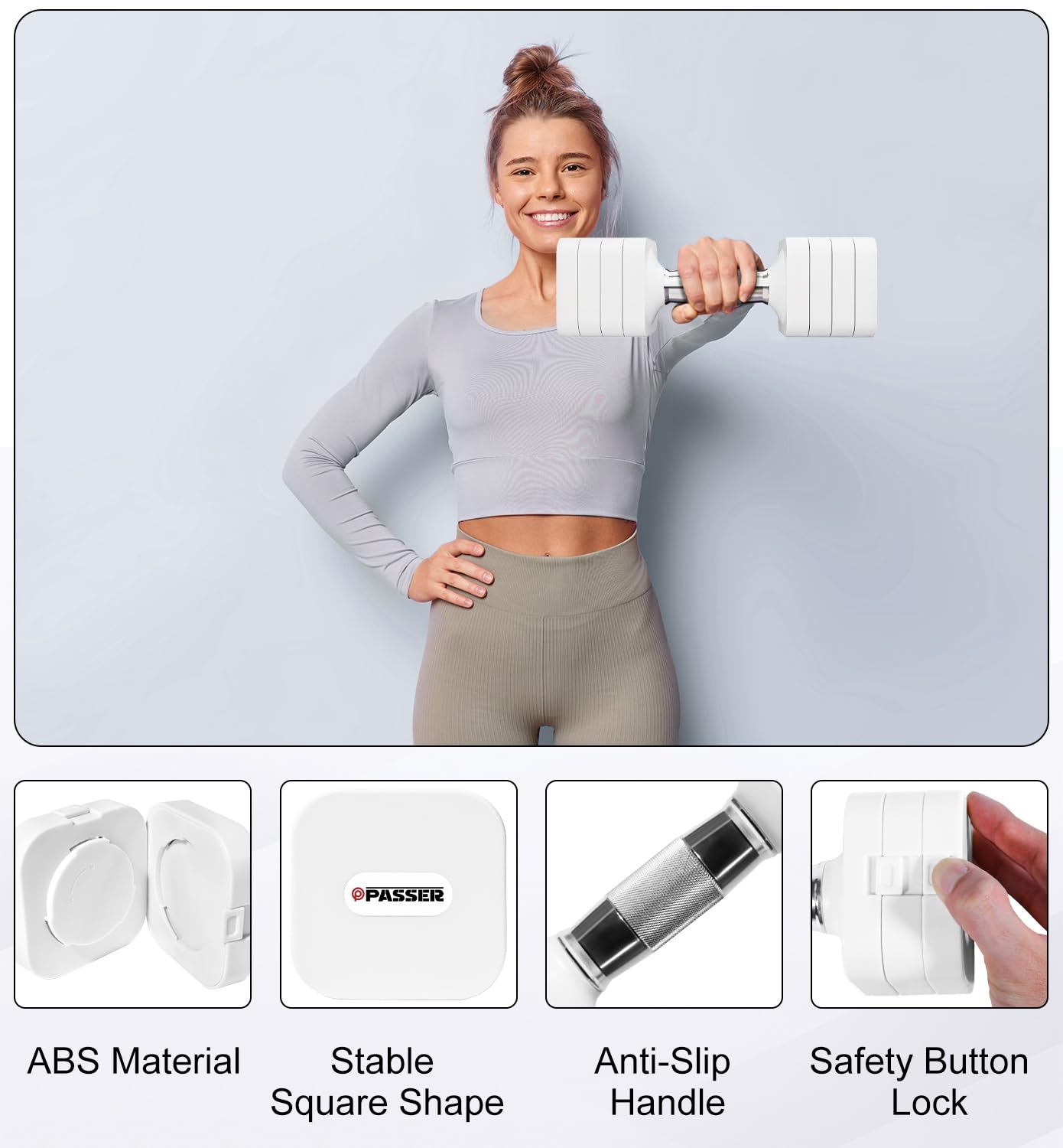 10 KG Juego de Pesas de Mano Ajustables, 4 en 1 Juego de Mancuernas para Mujeres Hombres Juego de Mmancuernas Ajustables para Entrenamiento de Fuerza en Casa