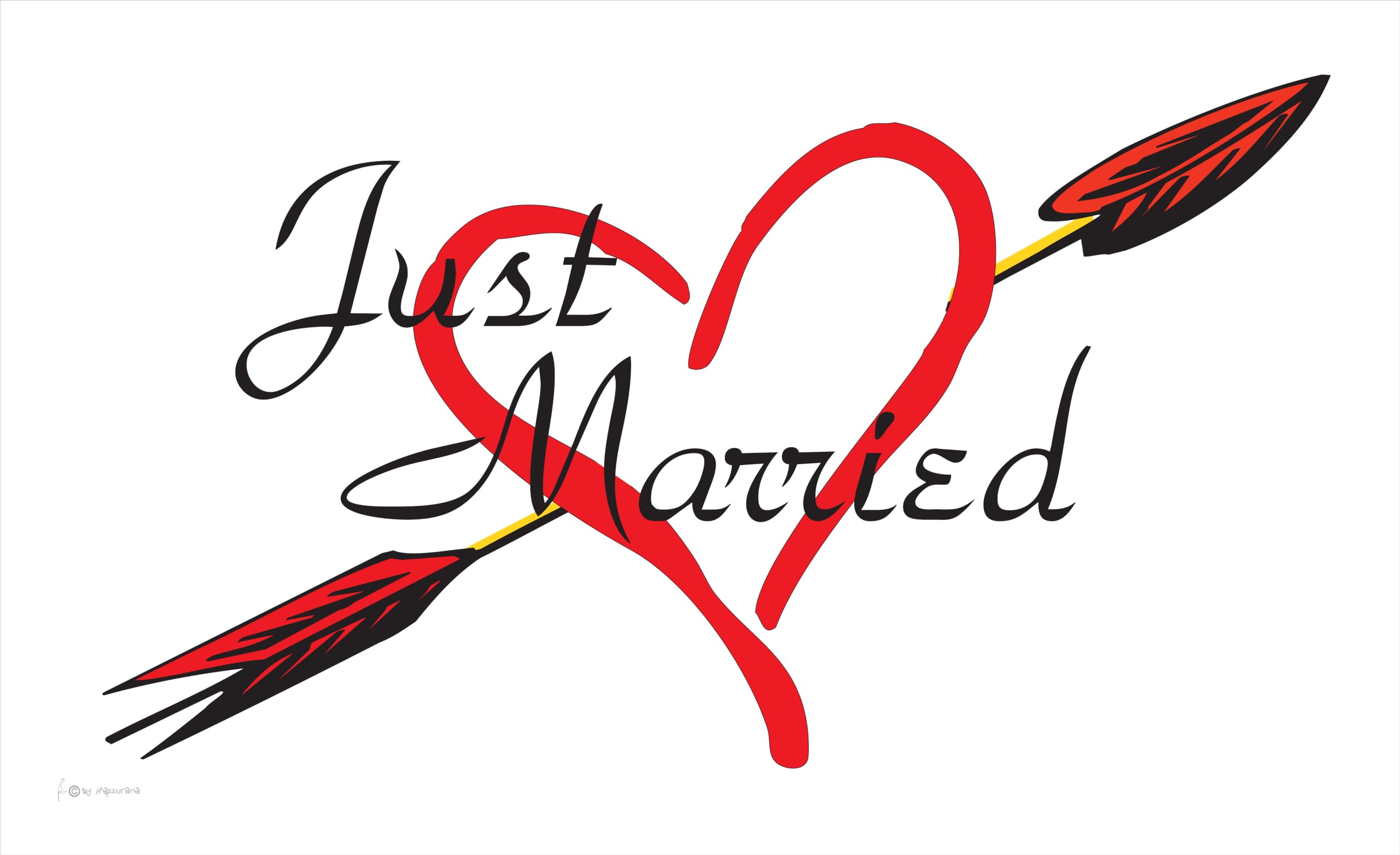 Just Married chusta na flagę okrętową ze strzałką, miłość, ślub, partnerstwo, 250 x 150 cm