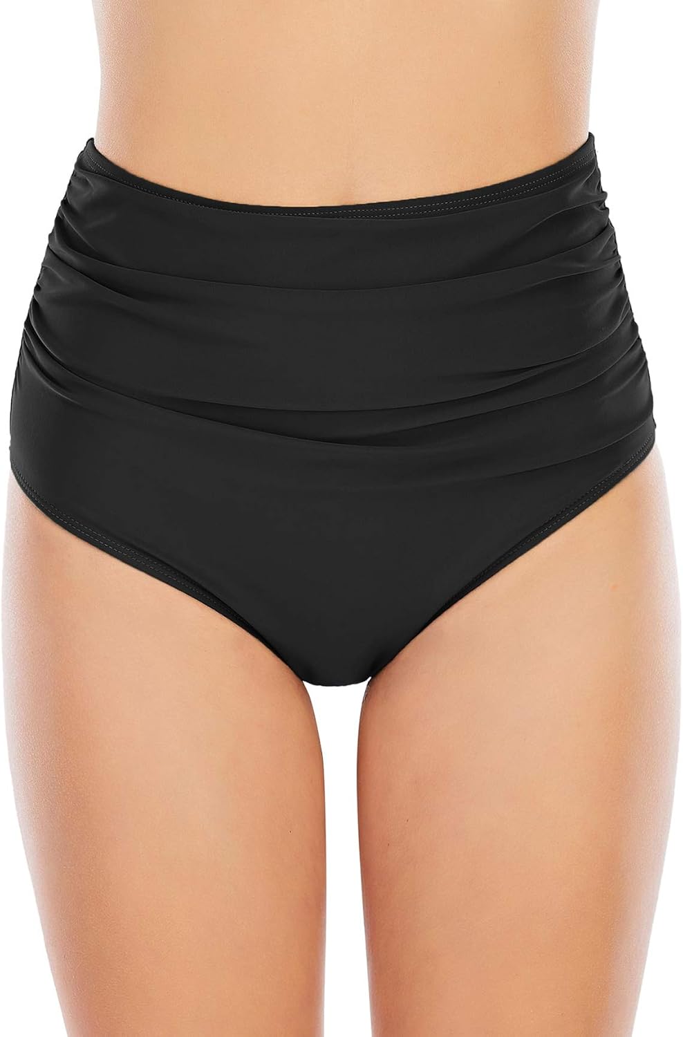 American Trends High Waisted Bikini Bottoms Ruched Tummy Control Swimsuits Bottoms Sexy Swim Bottom Bathing Suits for Women - Image 2