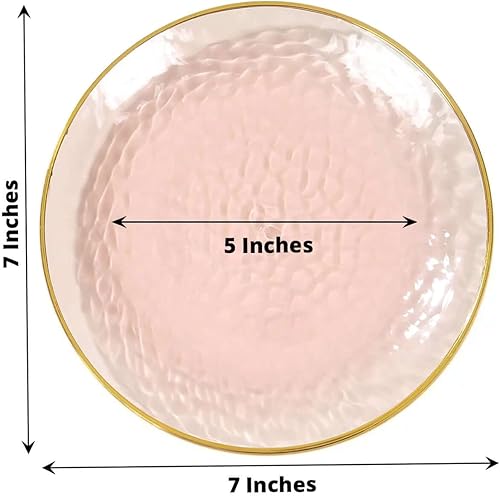 Miniatura 83 de Efavormart - Paquete de 10 platos redondos de plástico martillado transparente de 9 pulgadas para aperitivos de postres con borde dorado, plato