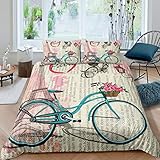 Feelyou Eiffel Tower Duvet Cover Paris Cityscape Comforter Cover Bicycle Bedding Set for Kids...
