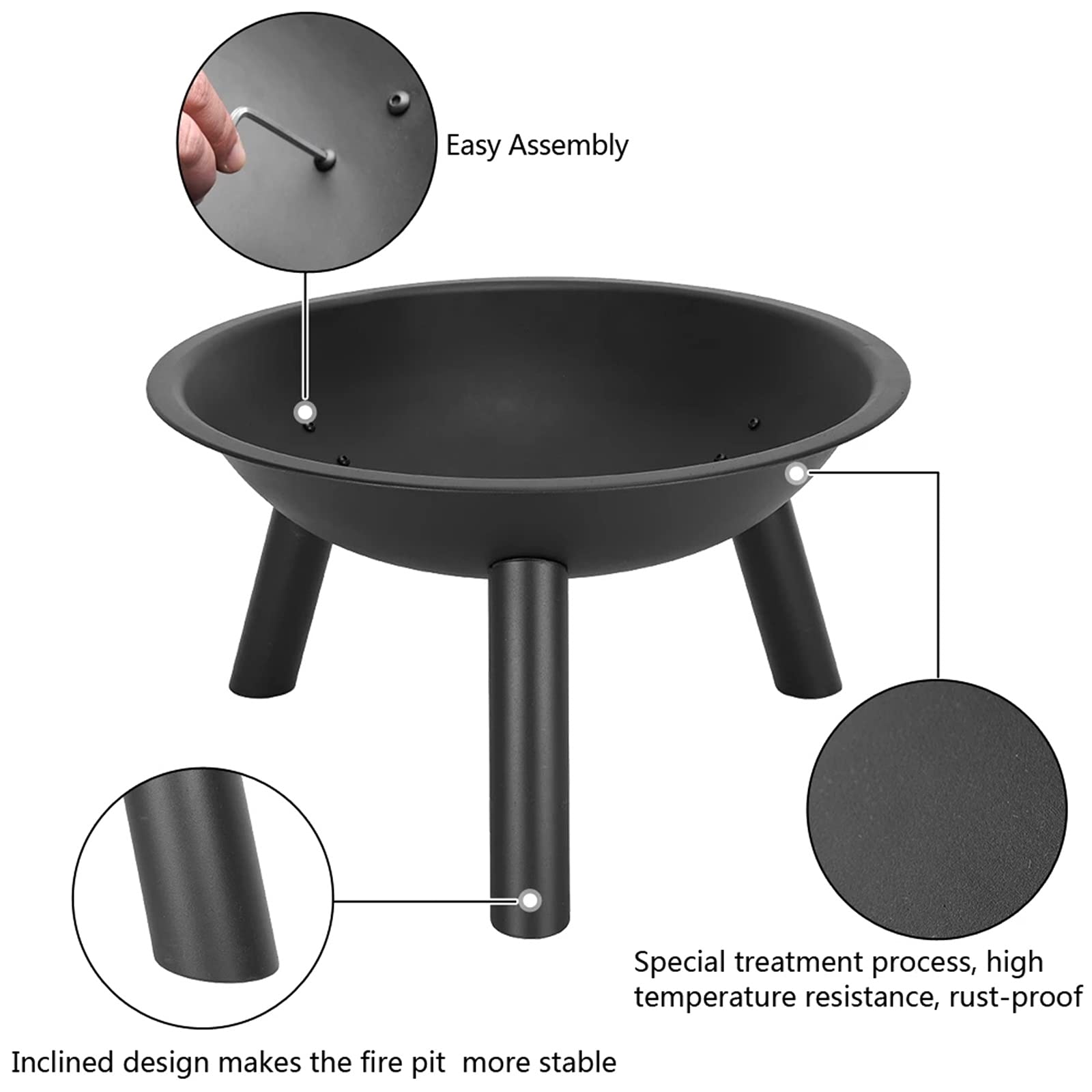 Outdoor Brazier Przenośna miska na ognisko na zewnątrz Stalowy żelazny grill do grillowania na podwórku Piknik na kempingu Plaże Park Fire Pits & Bowls (kolor: żelazo, rozmiar: 52x52x32cm) little