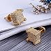 TOPGRILLZ 925 Sterling Silver Square Screw Stud Earrings 14K Gold Plated 5A+ Cubic Zirconia Iced Out Square Screw Back Hypoallergenic Cube Large Stud Earrings For Men Women(03Gold)