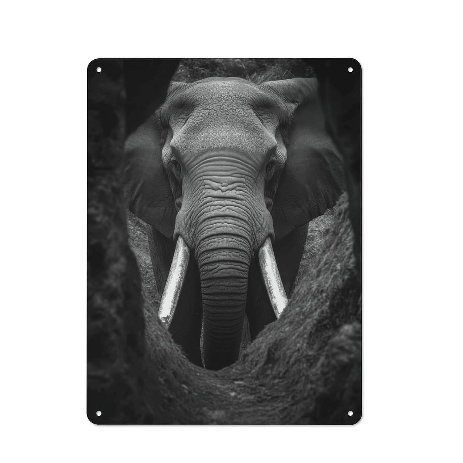 Junmoney Style-21 Wild Elephant Encounter Vintage Printed Metal Sign 40X30cm For Workshop Wall, A Decorative Gift For A Newly Furnished Workshop