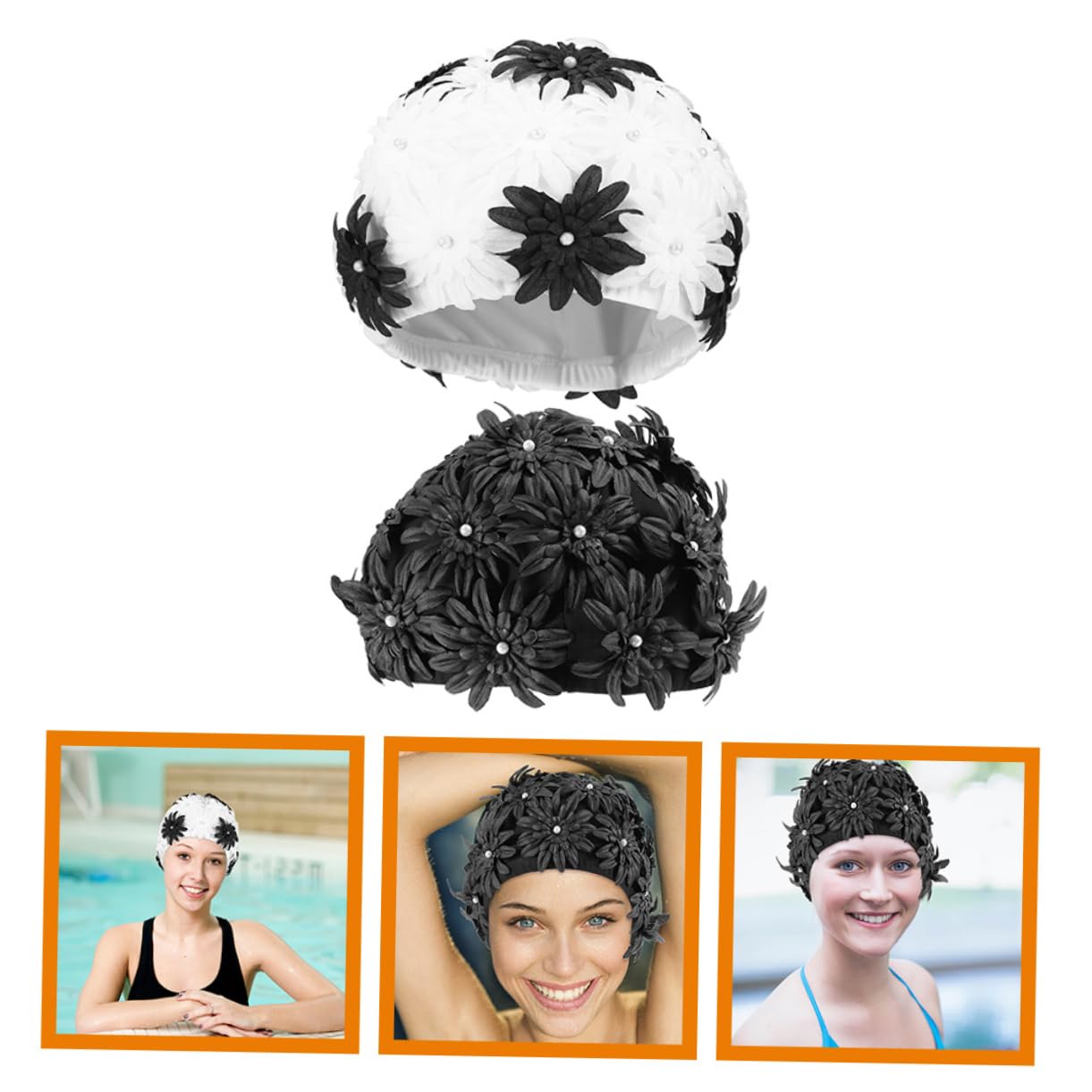UPKOCH Bonnet De Bain Femme Capuchon De Natation Décoratif Étanche Bonnet De Piscine avec Motif Floral Protection Cheveux pour Baignade Spa