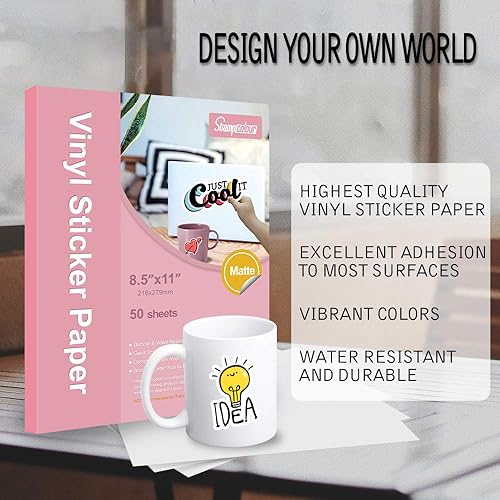 Miniatura 33 de Premium Printable Vinyl Sticker Paper,Glossy White Self-Adhesive,Waterproof Decal Paper,Dries Quickly Vivid Colors,Tear Resistant for Any Epson HP