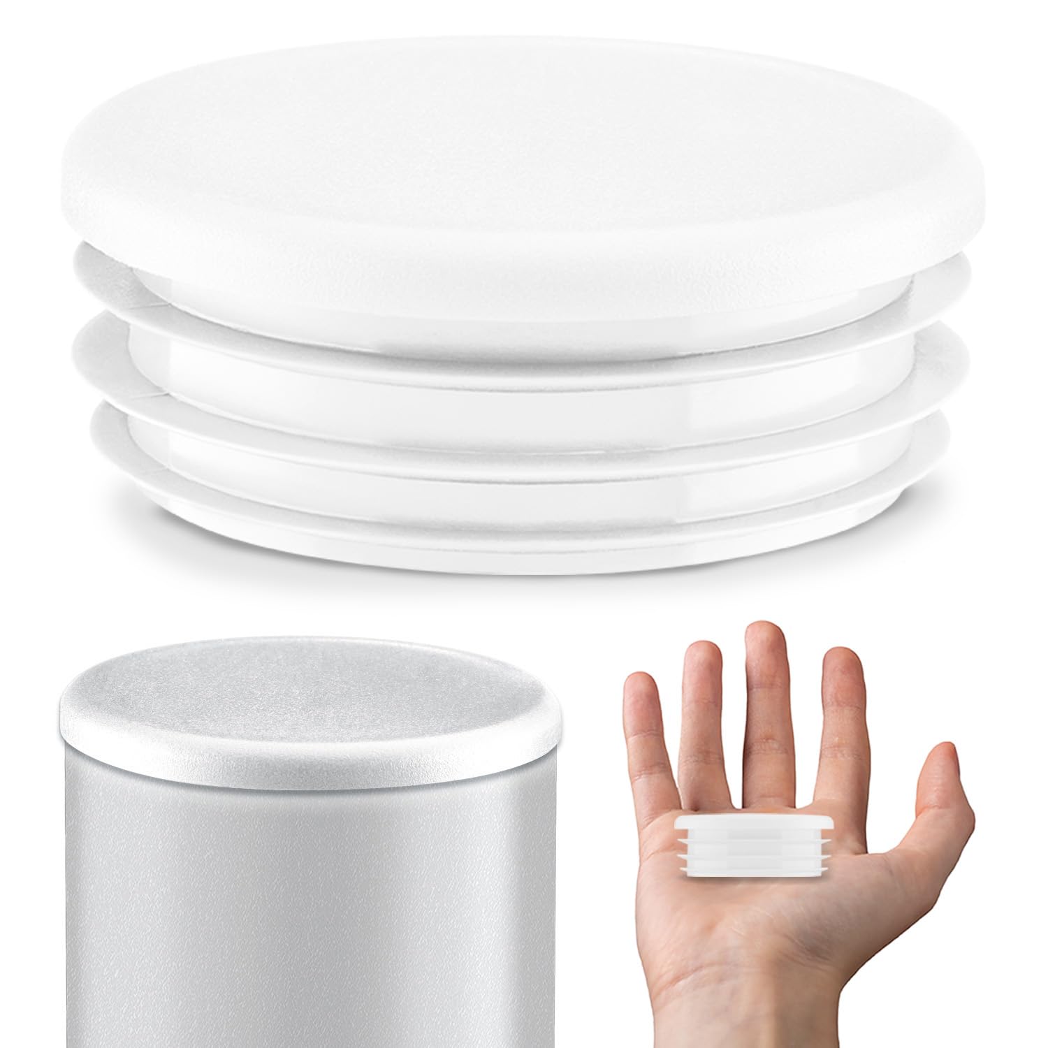 Emfa White Lamellar Plugs End Caps For Round Pipe 50 Mm 5 Pcs. Ral 9010 Plastic End Caps 5 Cm ®