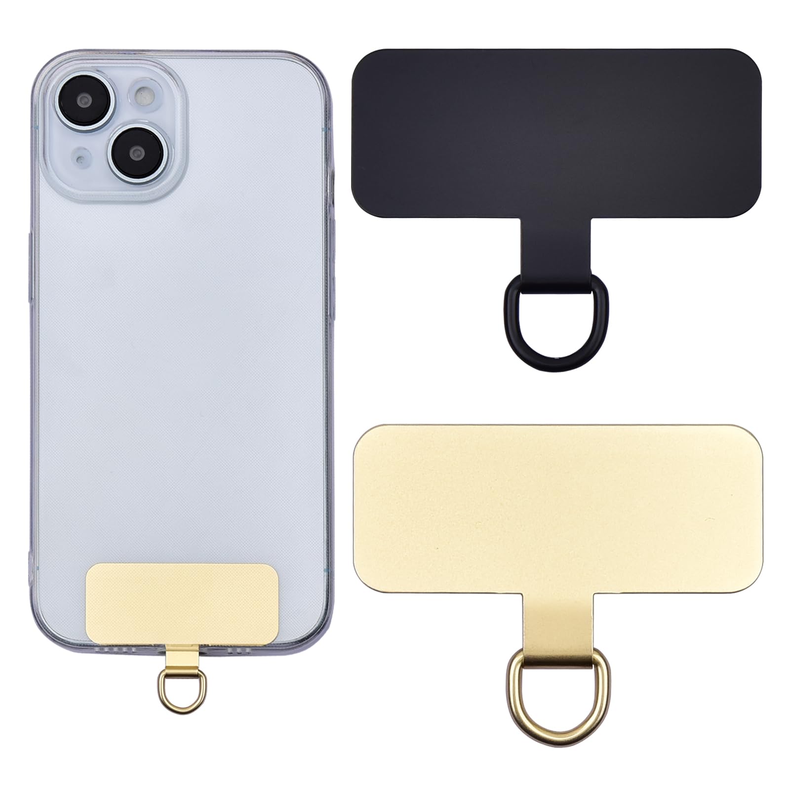 flintronic Universele telefoonpads, 2 stuks mobiele telefoon-telefoon-telefoonhoesjes met metalen ring, telefoon-bevestigingsband, roestvrij staal, multifunctionele mobiele telefoon-lanypads