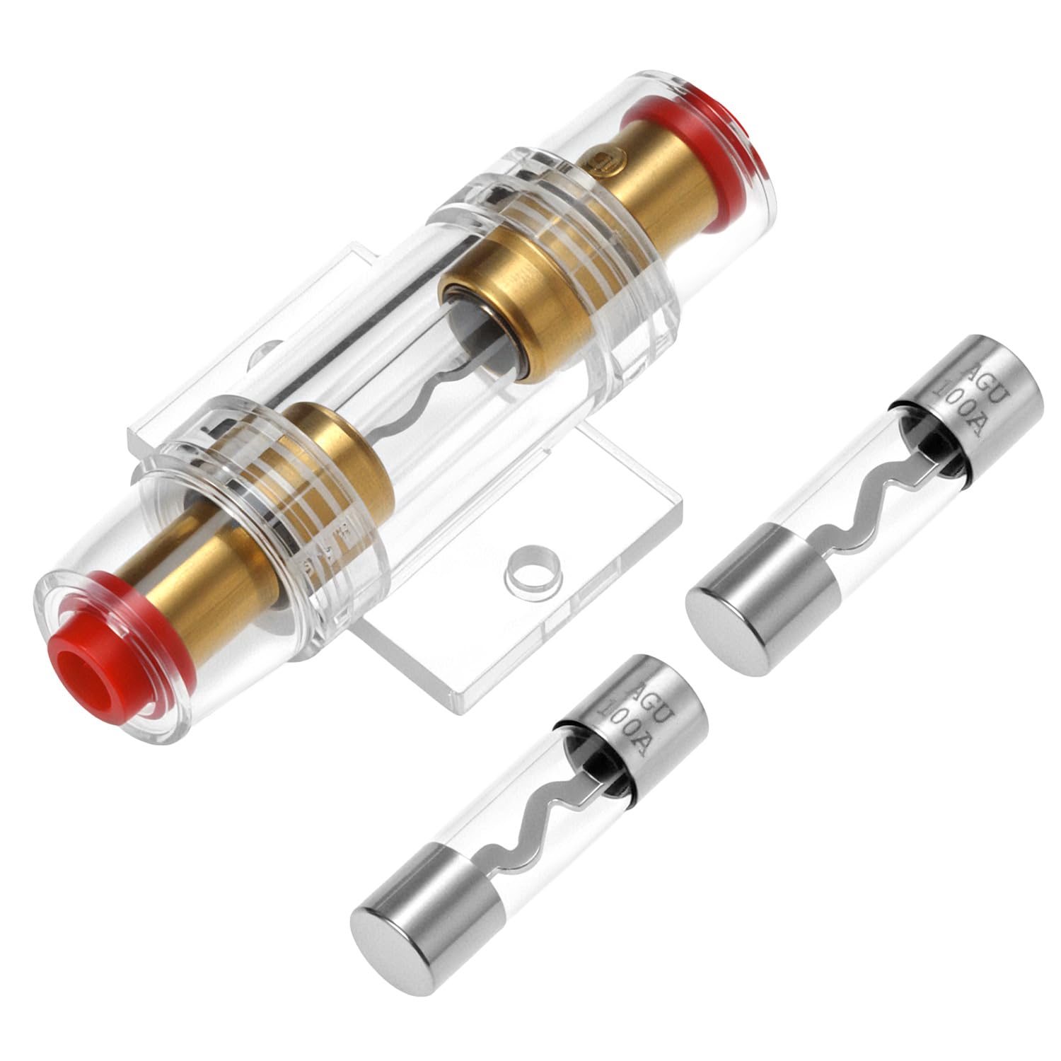 QWORK® 1 Pcs AGU In-line Fuse Holder 100A with 2pcs 100A AGU Fuses for Car Audio Alarm Amplifier Compressors