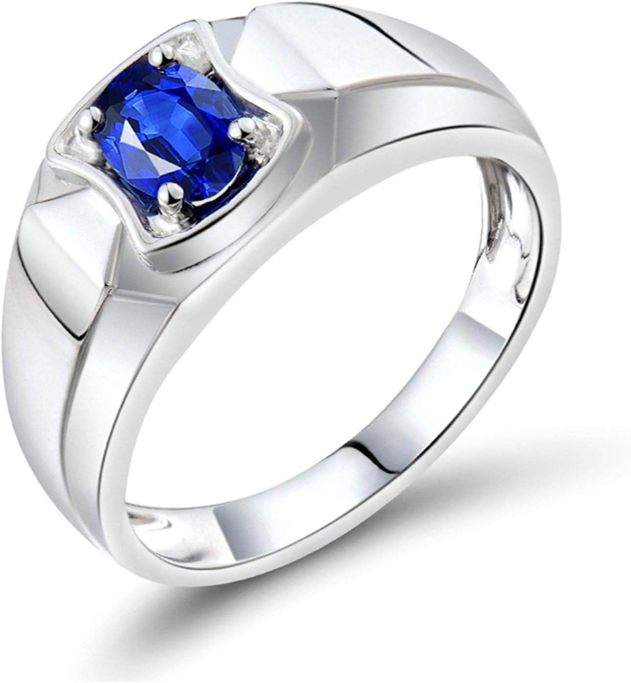 Anello Fidanzamento Uomo Zaffiro Simulato Ovale 1ct – Argento 925 – Animas Jewels – Fatto Su Misura