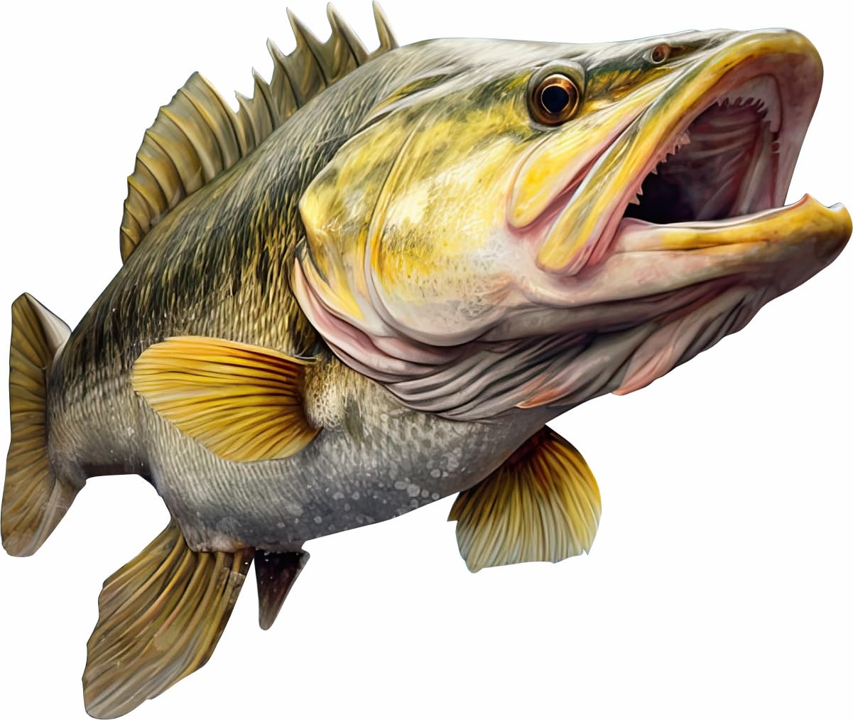 Walleye 2.0 Beautiful Fish Decal | Fishing Decal for Boat, Car, Vehicle, Truck Etc. | Waterproof Vinyl Sticker | Many Sizes & Styles Available | 12