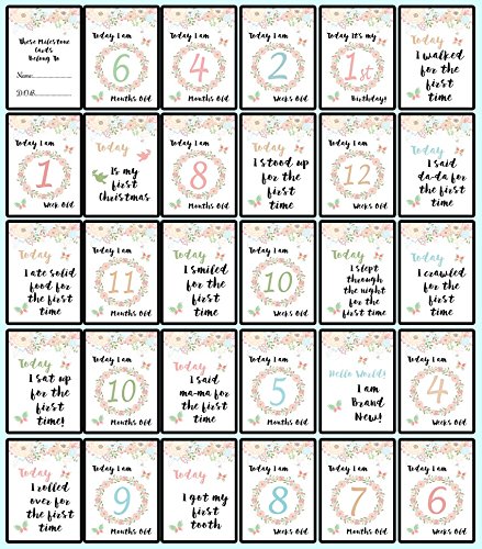 Baby Milestone Cards Set Of 30 Personalised Baby Boy Girl Gender Neutral Unisex Photo Prop Signs Posters Perfect Baby Shower Christmas Present Or Christening Or Pregnancy Gift - View #13