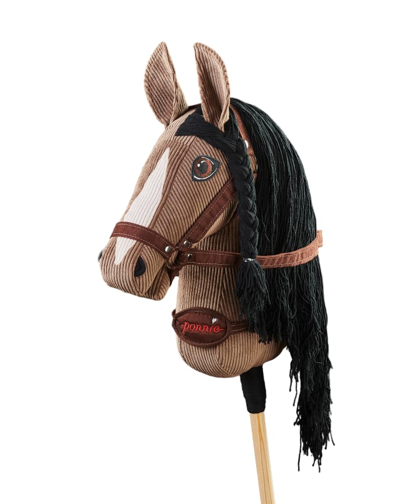 PONNIE Koń na kiju Ponnie Athena A4, hobby Horse, zabawka dla dzieci, z ręcznie malowanymi oczami, wyprodukowany w chronionym warsztacie rozmiar S