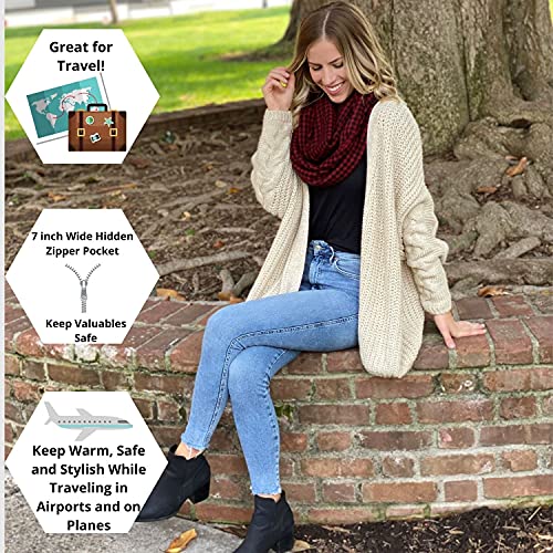 Infinity Scarf With Hidden Pocket - Stylish And Lightweight Scarfs For Women - Super Soft Infinity Scarves Are Great Spring Break Outfit Women - Leopard Winter Scarf For Women Cold Weather #TOP7