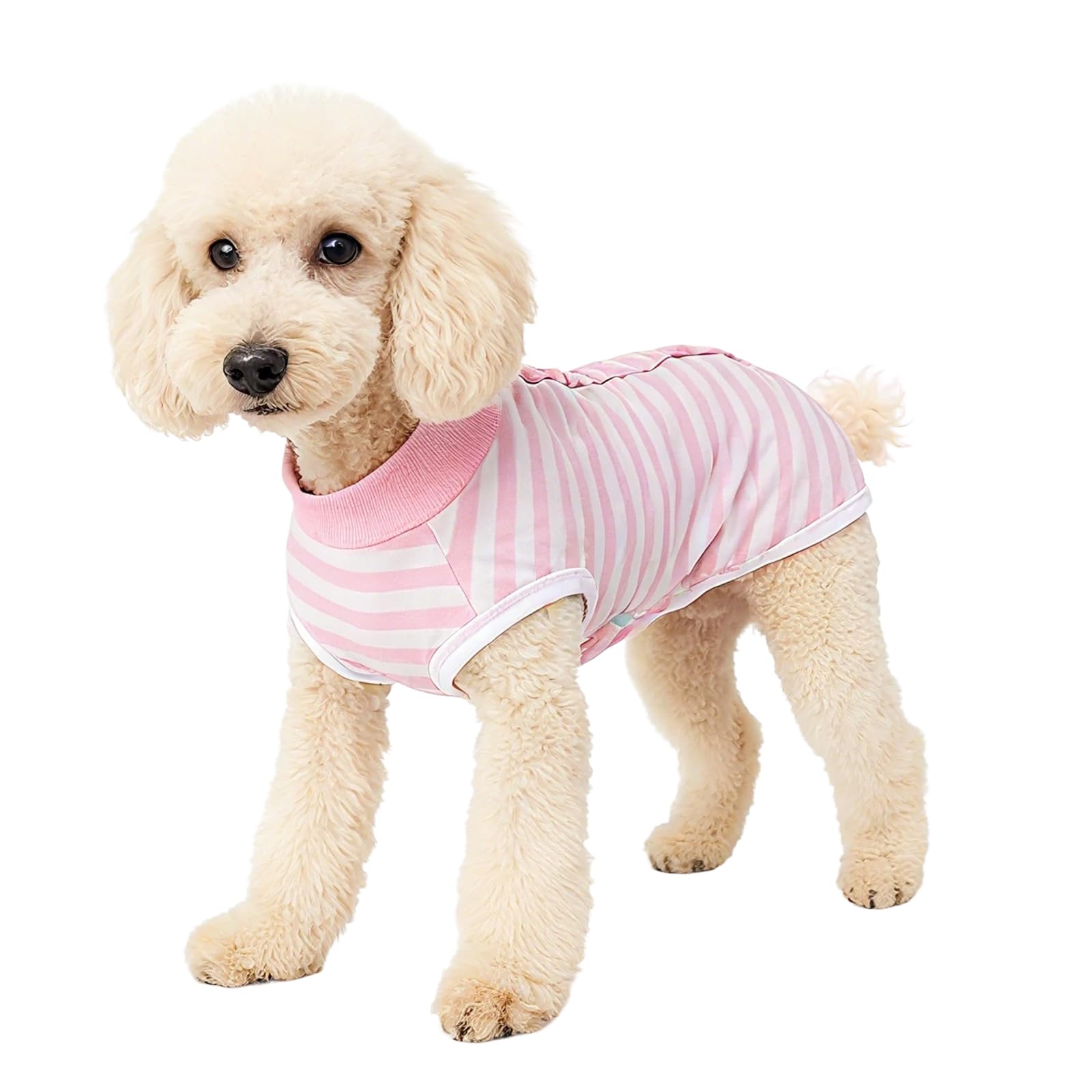 EOAMGO Dog Surgery Recovery Suit, Surgical Shirt for Female Male Pets, Soft Breathable Post-Op Onesie for Dogs, Full Body Protection After Surgery (Horizontal Stripes, S)