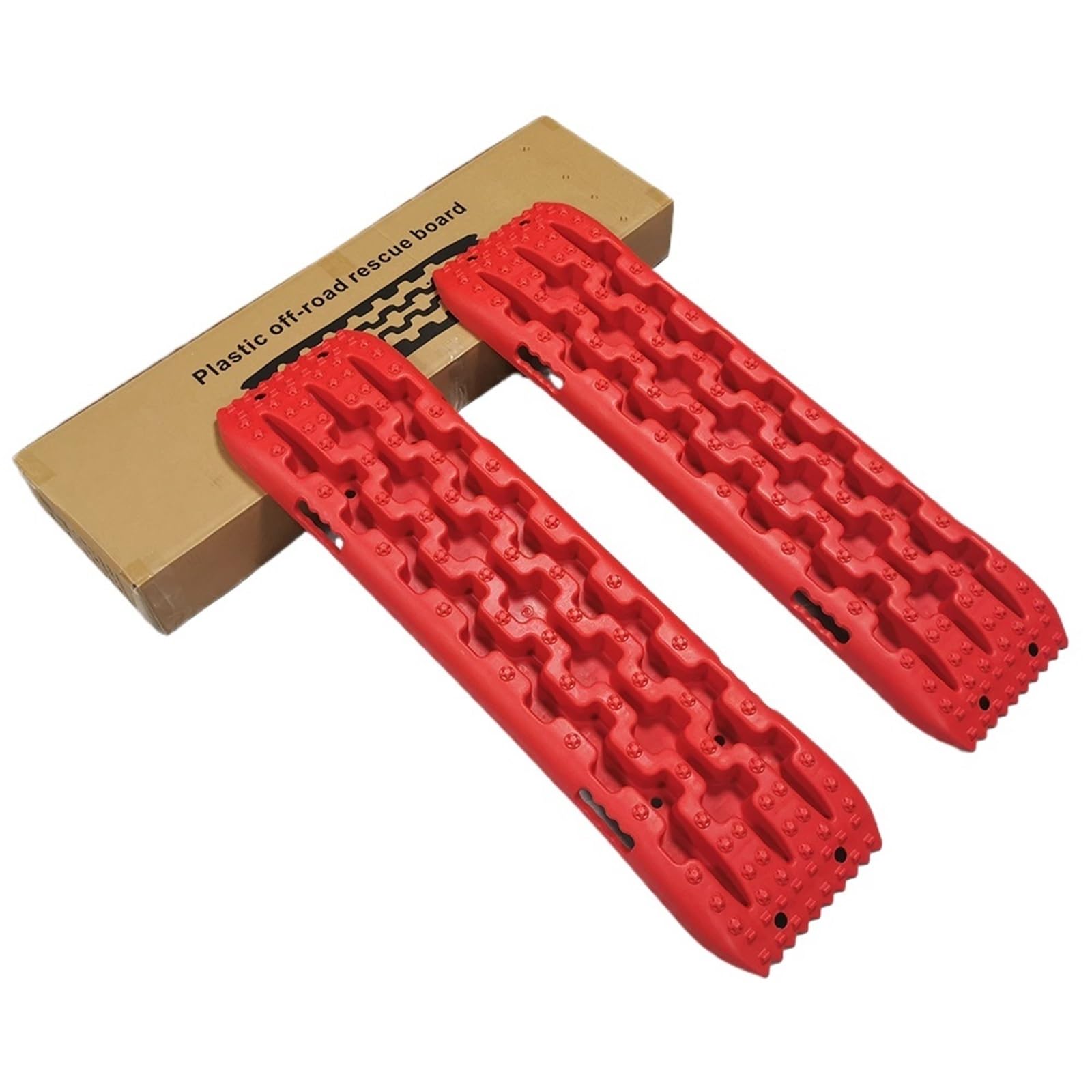 Tavola di trazione per il soccorso stradale, Rampa antiscivolo for rilascio pneumatici da 2 pezzi 104x27 cm Tavole di trazione Tappetino for cingoli recupero(Red)
