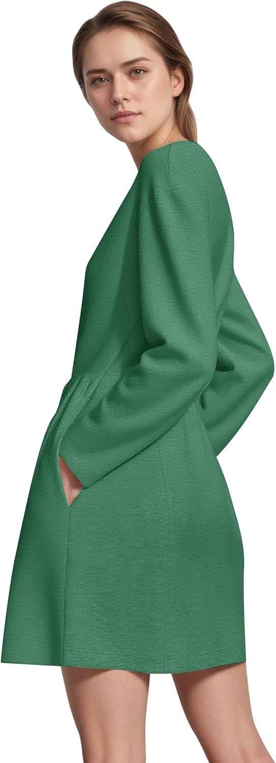 COCOMARTS Womens Long Sleeve Crewneck Sweatshirt Dress Drawstring Waistband Casual Tunic Tops Mini Dresses 2025 Fall Clothes - Image 4