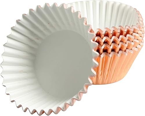 Miniatura 6 de Moldes de papel de aluminio de oro rosa para magdalenas, moldes de aluminio para cupcakes estándar, paquete de 100 unidades