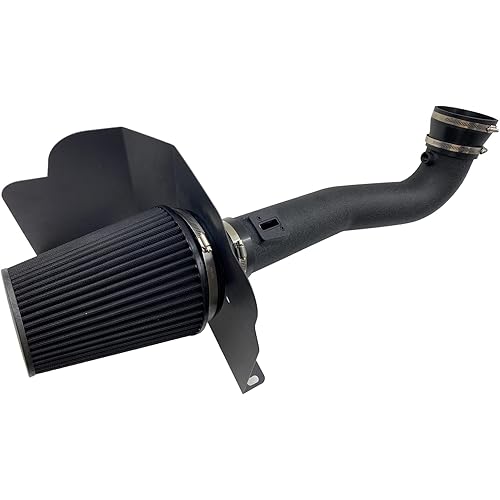 4-Inch Cold Air Intake Kit with Heat Shield + Filter Compatible for Silverado 1500 14-18; Sierra 1500 14-18; for Cadillac Escalade Suburban Yukon Tahoe 15-20 5.3L 6.2L V8 (Black Tube & Black Filter)