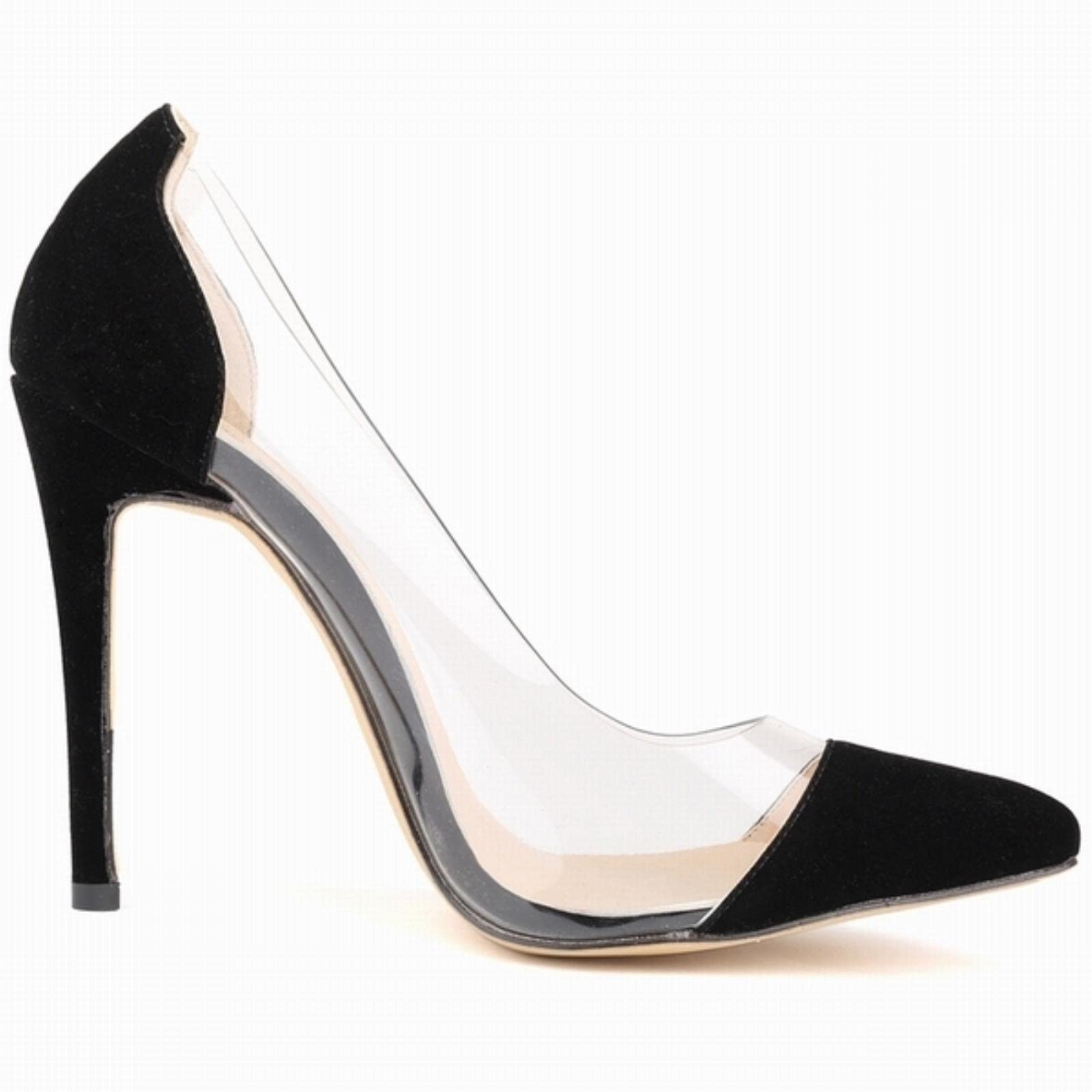 QIANKUN Stiletto Ladies High Heels Sexy Ladies Pointed Toe Velvet High Heels Ladies Party-Black,8.5