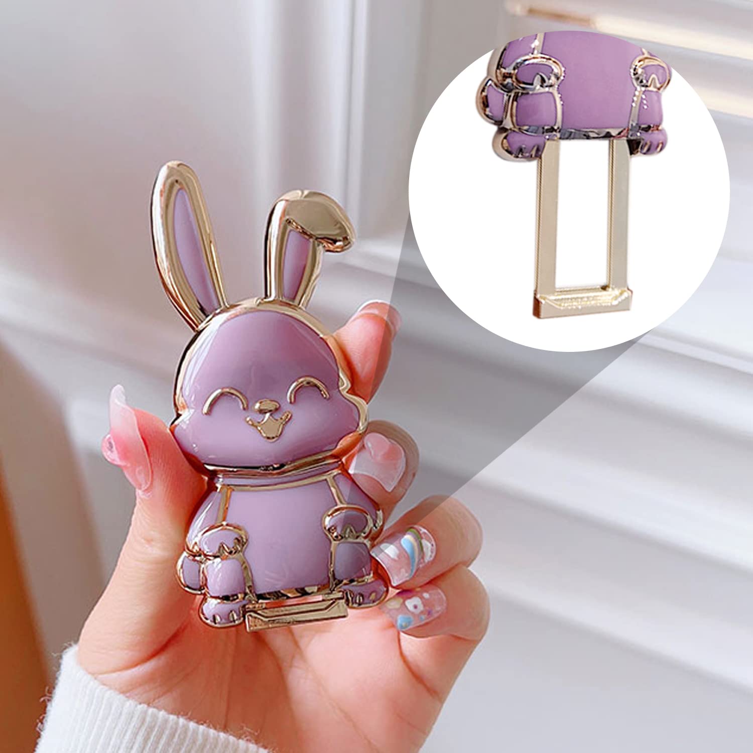 Rabbit Mobile Phone Holder Set of 3, 3D Table Mobile Phone Stand, Mobile Phone Stand with Telescopic Rod, Foldable Rabbit Mobile Phone Stand — view 3