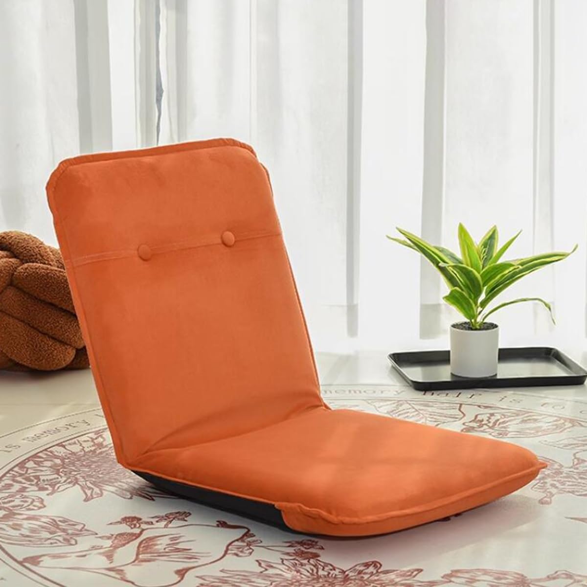 Sedia da pavimento pieghevole regolabile - Divano da gioco ergonomico a 5 posizioni con supporto per la schiena in tessuto di lino imbottito per leggere meditazione e relax a casa