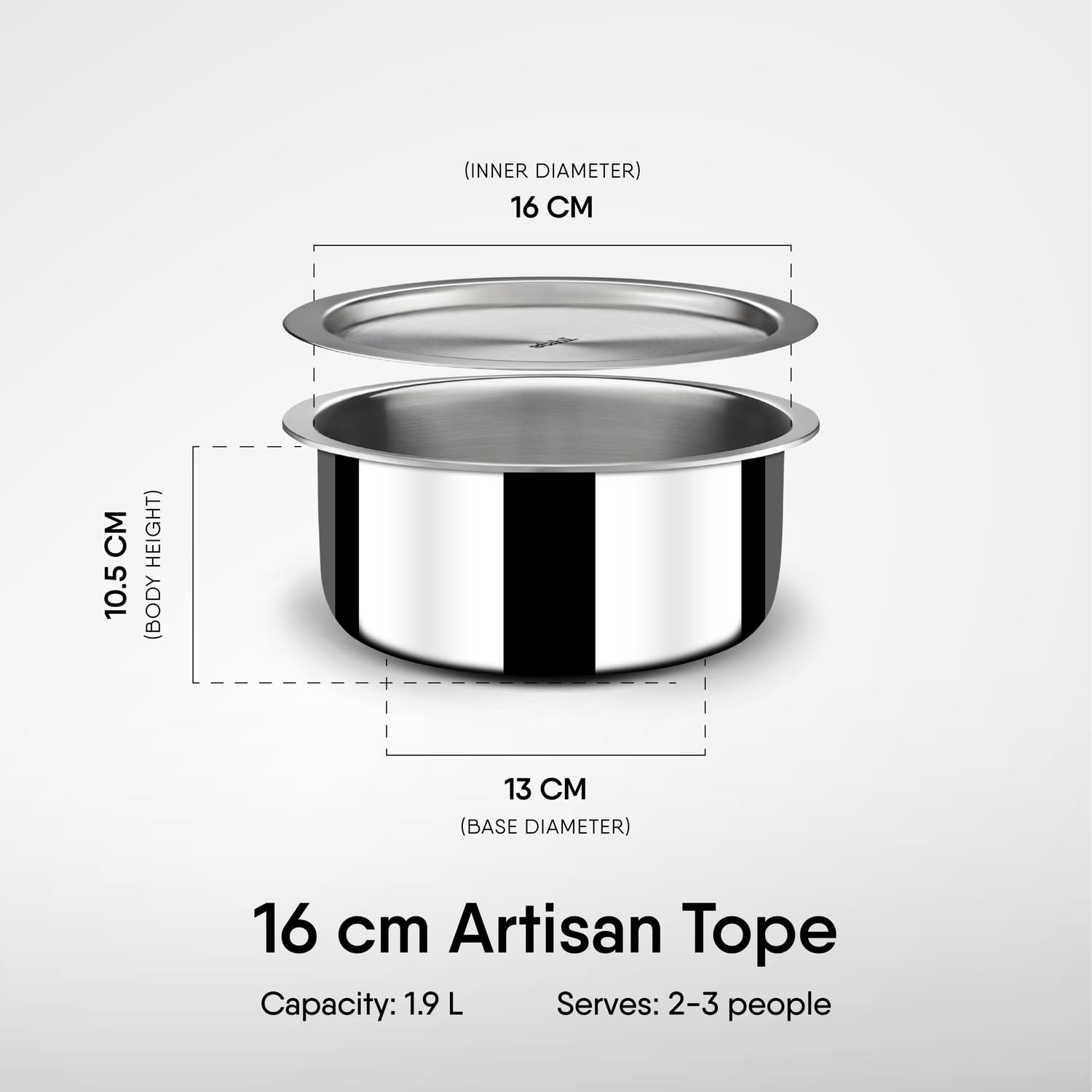 Stahl Triply Stainless Steel Tope with Lid I Stainless Steel Patila I Induction Base Tri Ply Tope 2.1 Litre I Artisan 4518, Dia 18 cm 3