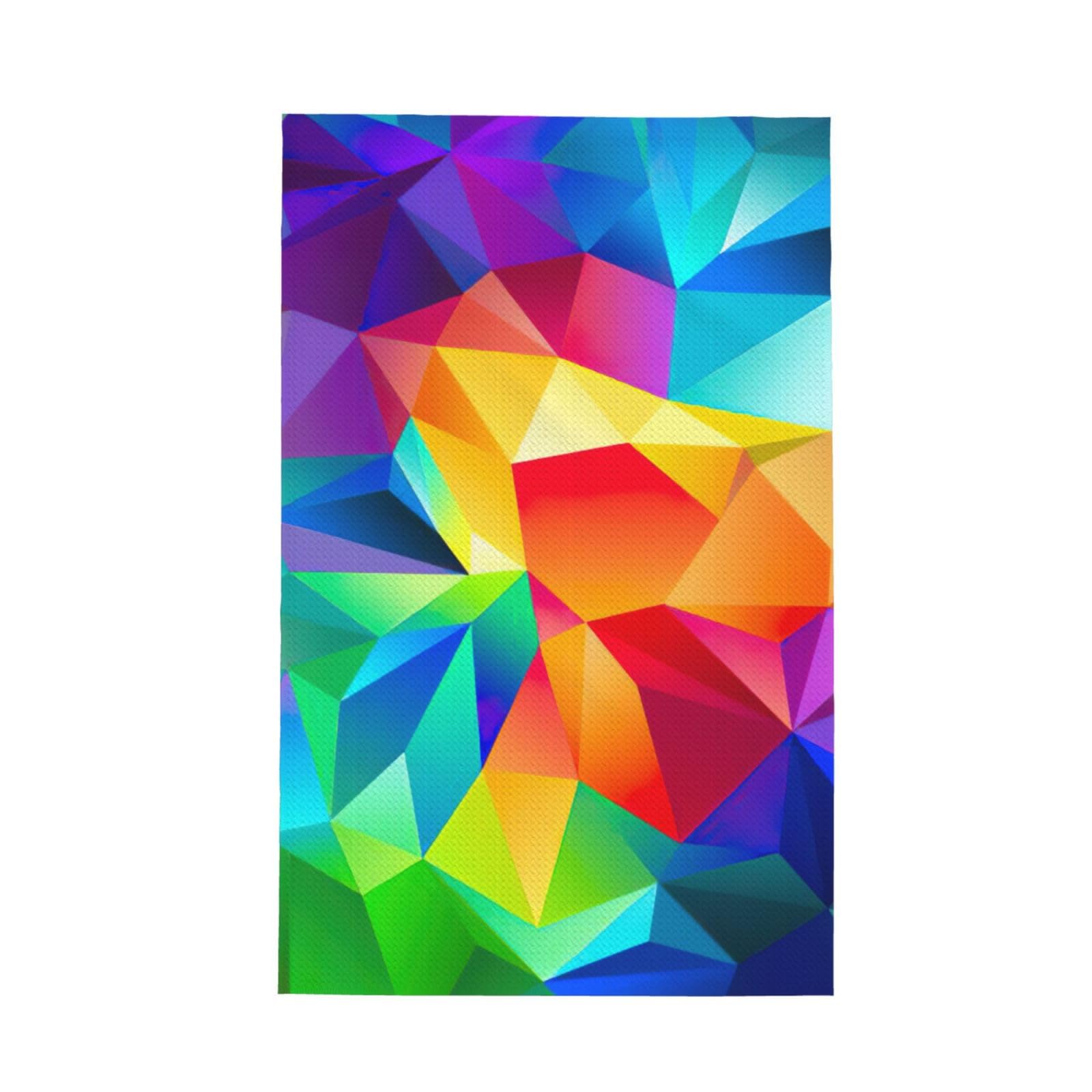 CKGODGF Rainbow Geometric Print Absorbent Waffle Dishcloths,Kitchen Towels With Hanging Loops,Tea Towels.