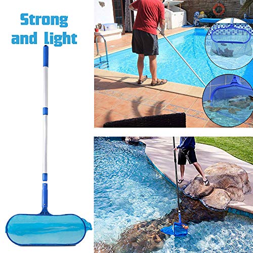 Anothera Swimming Pool Skimmer Net with Pole Deep Bag Net Heavy Duty Pool Leaf Rake with Deep Bag Leaf Catcher Cleaner with 3 Feet Adjustable Aluminum Telescopic Pole Stick Joint Upgrade