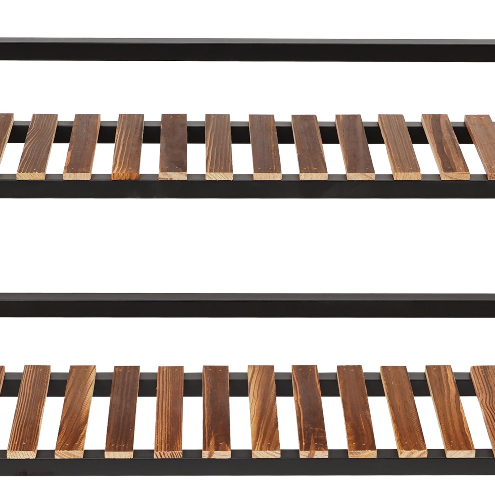3-Etagen Pflanzenregal Bewegliches Pflanzentreppe Pflanzenständer mit 4 Rollen 100x40x102cm, Stabiles Metall Blumenständer für Balkon Garten Wohnzimmer (Schwarz)