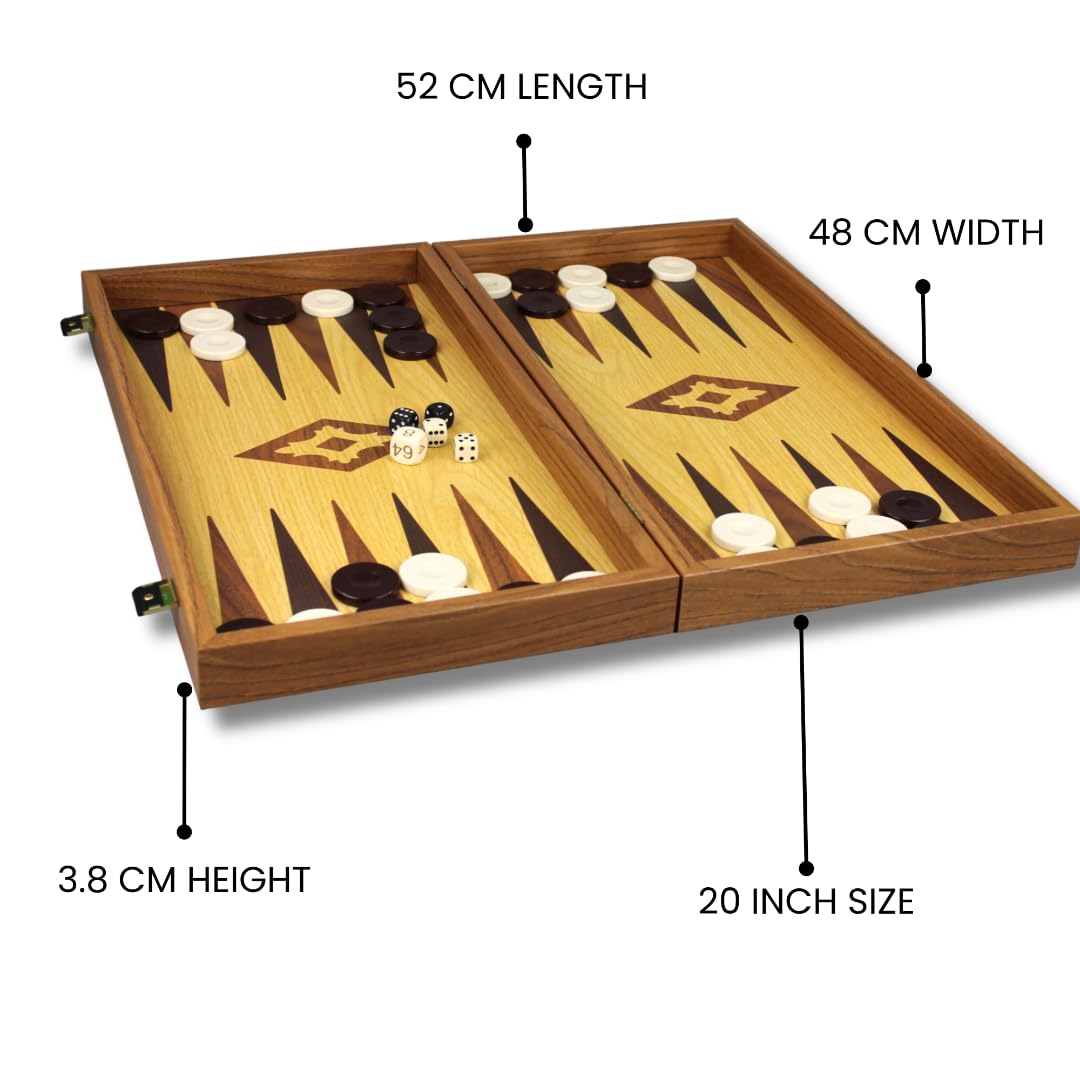 Jeu de Backgammon Manopoulos en Bois Chêne & Noyer 20 Pouce