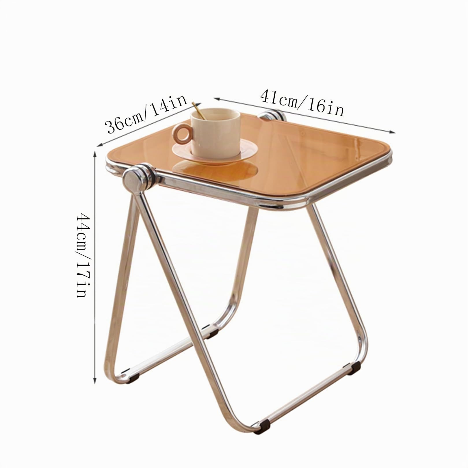 Mesa plegable, acrílico transparente, Mesa Auxiliar Plegable Mesita Mesa Salon Mesita de Noche Mesa de Centro Mesita Auxiliar ,Mesa Salon,Escritorio Café para Salón o Comedor, no requiere montaje(Brow