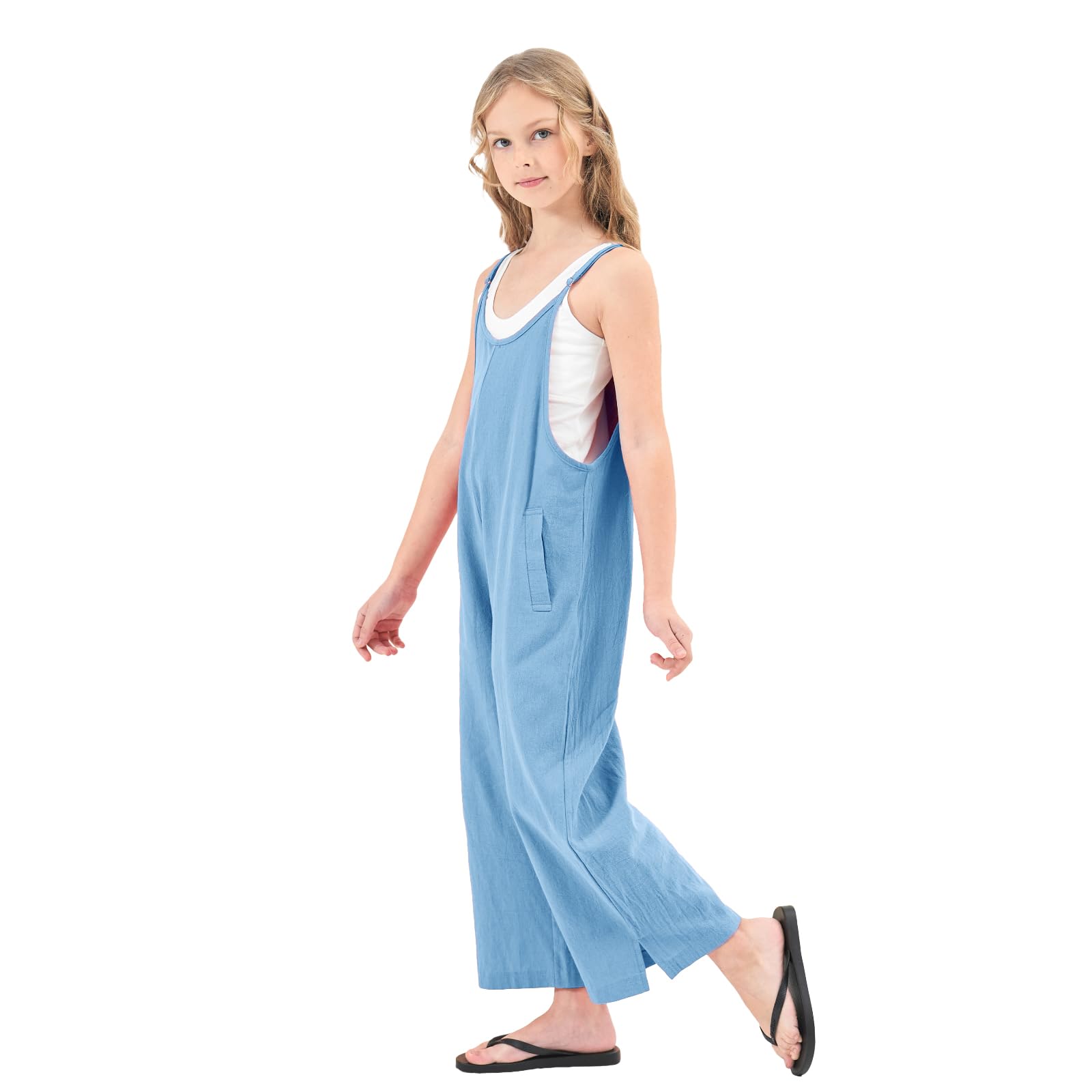 Rolanko Mono sin Mangas para Niñas, Peto con Tirantes Ajustables
